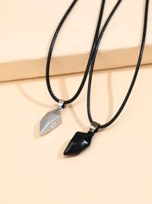 2入組/套情侶磁性心形墜飾項鍊 - 彩色 - 查看 2