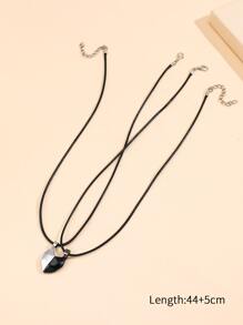 2入組/套情侶磁性心形墜飾項鍊 - 彩色 - 查看 4