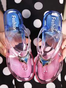 女士透明带人字拖 时尚人字拖，沙滩装，女士拖鞋 - 彩色 - 查看 1