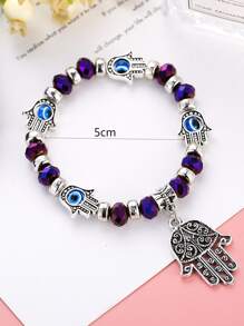 3pcs/set Evil Eye Decor Beaded Bracelet - Multicolor - View 4