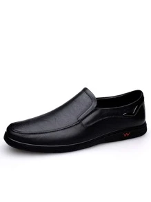 Men Metal Decor Slip On Loafers Black Casual Loafers