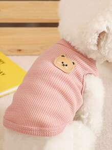 1入組小熊補丁細節寵物背心 - 藕粉色 - 查看 4