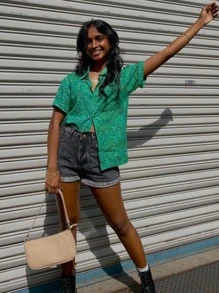 SHEIN EZwear Gray Wash Roll Up Hem Denim Shorts