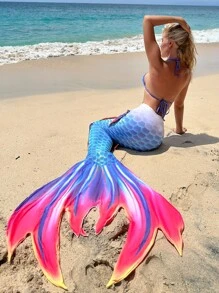 Bộ bikini ba chiều in vảy cá đi biển mùa hè có đuôi - Nhiều màu - Xem 1