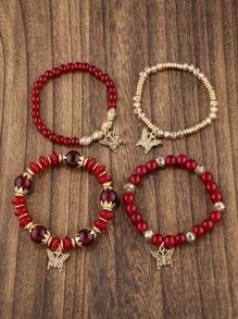 4 cái/bộ Vòng Tay Đính Hạt Charm Bướm - Nhiều màu - Xem 3