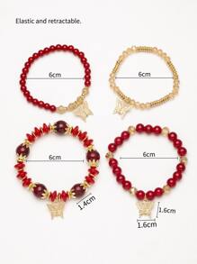 4 cái/bộ Vòng Tay Đính Hạt Charm Bướm - Nhiều màu - Xem 4