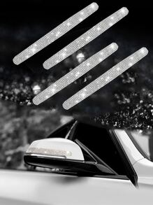 4 piezas Pegatina con diseño de diamante de imitación de coche anticolisión - Blanco - Ver 1