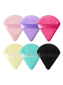 6 件装化妆粉扑套装柔软三角粉矿物粉扑适用于面部化妆 - 彩色 - 查看 1