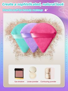 6 件装化妆粉扑套装柔软三角粉矿物粉扑适用于面部化妆 - 彩色 - 查看 4