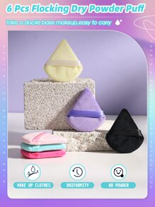 6 件装化妆粉扑套装柔软三角粉矿物粉扑适用于面部化妆 - 彩色 - 查看 6