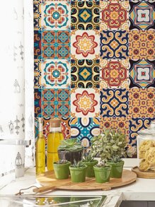 SUPSTICKER 1 cuộn nhãn dán nhà bếp chống thấm nước họa tiết cổ điển Rama trang trí, nhãn dán, decal dán tường, decal vinyl trang trí nhà cửa, vật dụng trang trí mùa xuân làm mới ngôi nhà của bạn, nhãn dán trang trí Rama - Nhiều màu - Xem 1