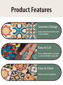 SUPSTICKER 1 cuộn nhãn dán nhà bếp chống thấm nước họa tiết cổ điển Rama trang trí, nhãn dán, decal dán tường, decal vinyl trang trí nhà cửa, vật dụng trang trí mùa xuân làm mới ngôi nhà của bạn, nhãn dán trang trí Rama - Nhiều màu - Xem 5