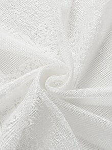 幾何設計單片滌綸薄透窗簾 - 白色 - 查看 2