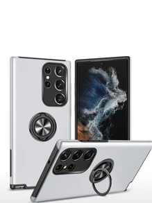 Magnetic Square Phone Case With Ring Holder Compatible With iPhone - Silver - View 2