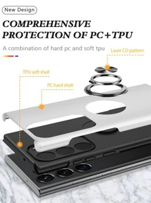 Magnetic Square Phone Case With Ring Holder Compatible With iPhone - Silver - View 5