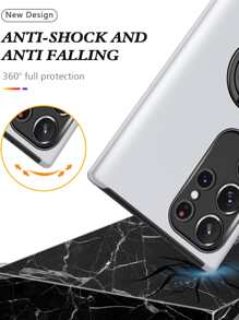 Magnetic Square Phone Case With Ring Holder Compatible With iPhone - Silver - View 6