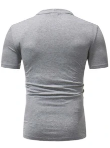 Hombres Camiseta panel en contraste con cordón - Gris Claro - Ver 2
