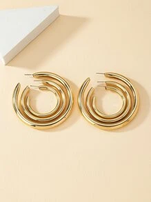 3pairs/set Minimalist Cuff Hoop Earrings - Yellow Gold - View 2