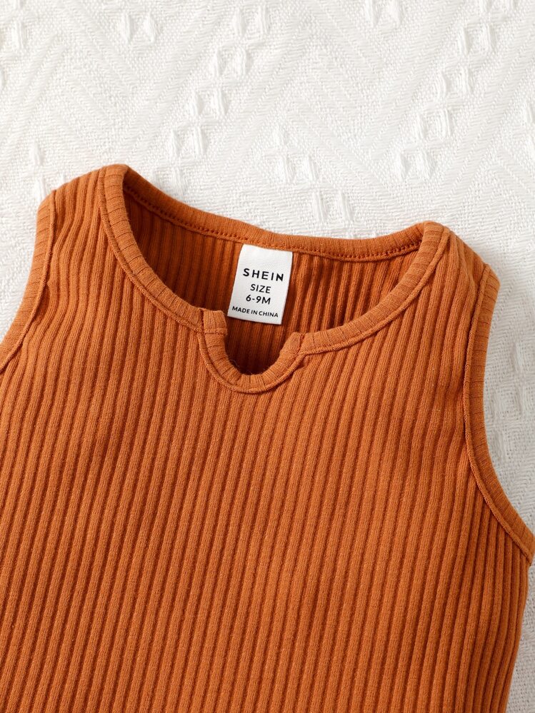 SHEIN เด็กทารกหญิง คอสามเหลี่ยม เสื้อกล้าม & โบว์หน้า กางเกงขาสั้น - มัลติคัลเลอร์ - ดู 4