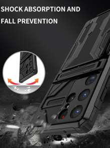 Men's Solid Color Phone Case With Holder - Black - View 5