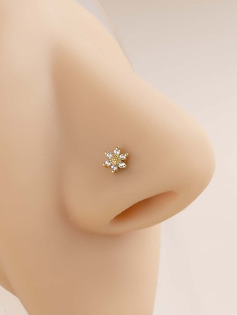 Beliebter Nasenstecker aus Kupfer mit Strass Blumen Dekor, einfach und stilvoll für Frauen & Mädchen, Unisex, Valentinstag, Mutter, Muttertag, Geschenk