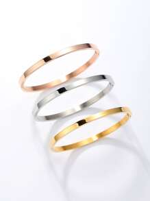 3pcs Set Minimalist Luxury European Metallic Tricolor Roman Numeral Bangle Bracelets, Suitable For Daily, Vacation, Dates, Gifts For Women - Multicolor - View 4