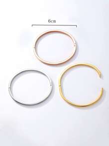 3pcs Set Minimalist Luxury European Metallic Tricolor Roman Numeral Bangle Bracelets, Suitable For Daily, Vacation, Dates, Gifts For Women - Multicolor - View 6