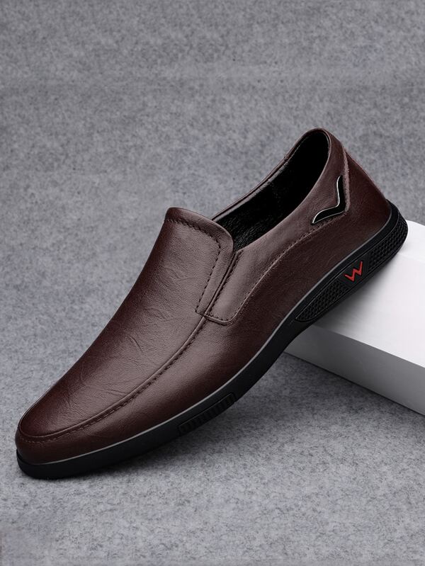Men Metal Decor Slip On Loafers Coffee Brown Casual Loafers SHEIN USA
