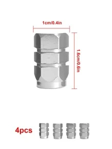 4pcs Car Tire Aluminum Alloy Valve Stem Caps Silver