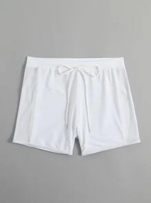 Surfspeed 男士纯色抽绳腰带沙滩/泳池泳裤，夏季 - 白色 - 查看 5