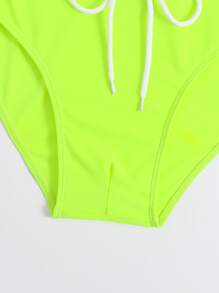 Manfinity Men Tie Front Neon Swim Brief Bathing Suit For Summer Beach - Mint Green - View 3