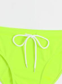 Manfinity Men Tie Front Neon Swim Brief Bathing Suit For Summer Beach - Mint Green - View 5
