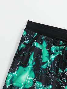 Manfinity Men Lightning Print Drawstring Waist Swim Trunks - Multicolor - View 3