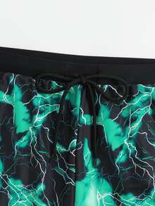 Manfinity Men Lightning Print Drawstring Waist Swim Trunks - Multicolor - View 4