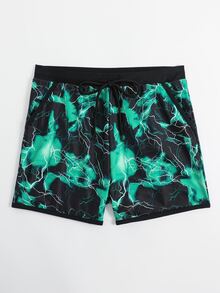 Manfinity Men Lightning Print Drawstring Waist Swim Trunks - Multicolor - View 5