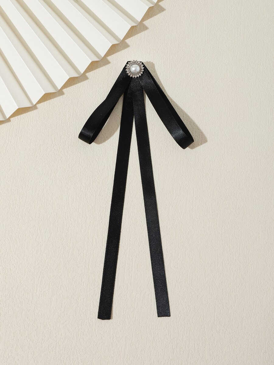 Strass & Kunstperle Dekor Schleife - Schwarz - Übersicht 1