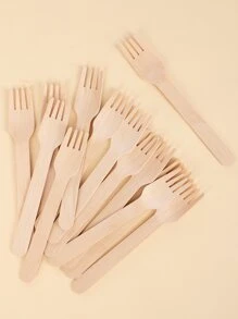 50支一次性木叉 - 卡其色 - 查看 1