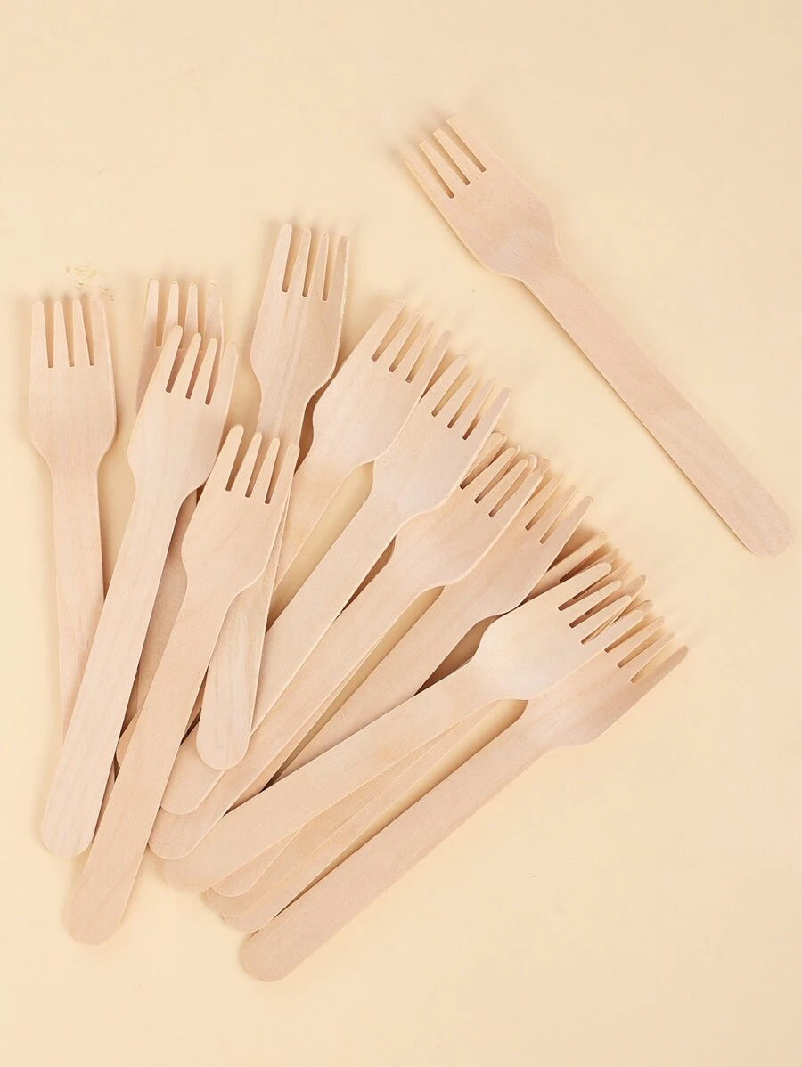 50支一次性木叉 - 卡其色 - 查看 1