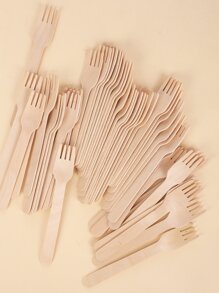 50支一次性木叉 - 卡其色 - 查看 5