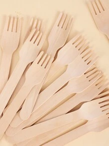 50支一次性木叉 - 卡其色 - 查看 2