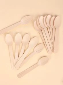 50 piezas Cuchara de madera desechable - Caqui - Ver 1