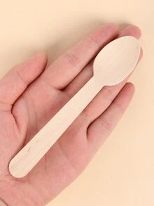 50 piezas Cuchara de madera desechable - Caqui - Ver 2