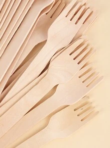 50支一次性木叉 - 卡其色 - 查看 7