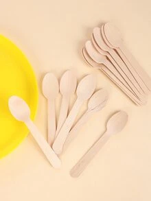 50 piezas Cuchara de madera desechable - Caqui - Ver 3