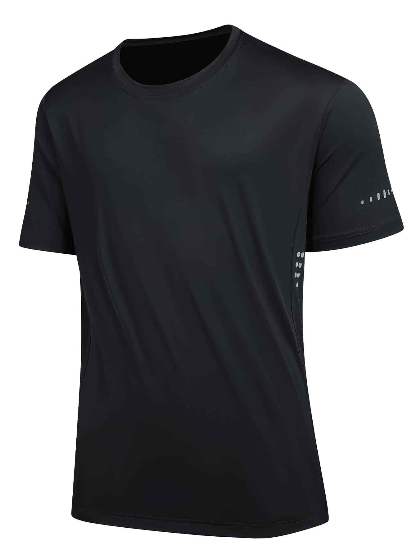 Manfinity Running 男士波点印花运动T恤 健身上衣 压缩衣 - 黑色 - 查看 1