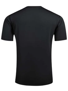 Manfinity Running 男士波点印花运动T恤 健身上衣 压缩衣 - 黑色 - 查看 2