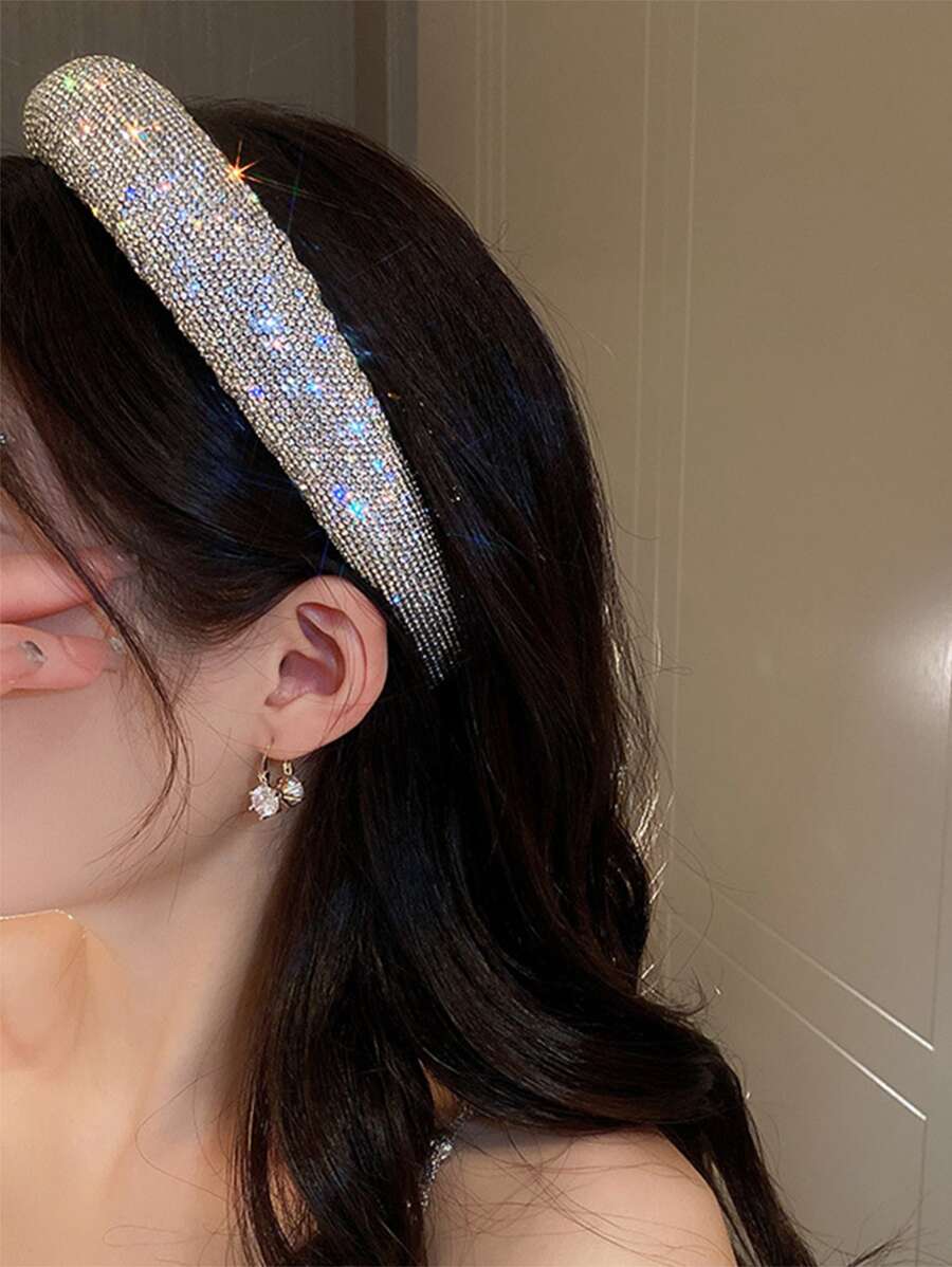 1pc Rhinestone Decor Headband - Silver - View 1