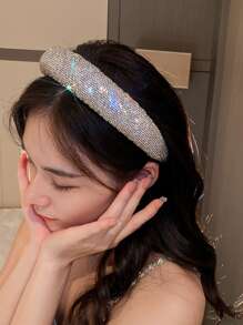 1pc Rhinestone Decor Headband - Silver - View 3