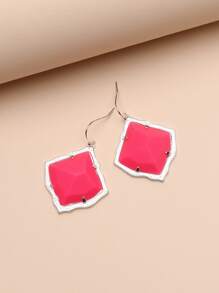 1入組幾何耳墜銅首飾類 - 玫紅色 - 查看 2