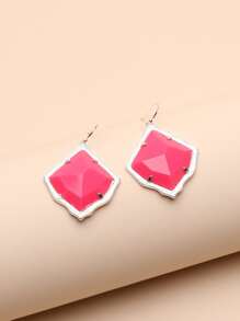 1入組幾何耳墜銅首飾類 - 玫紅色 - 查看 3